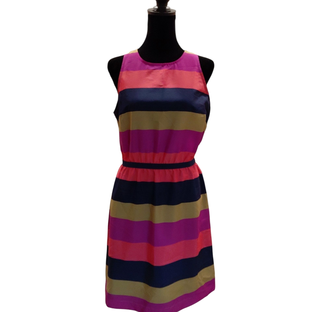 "LOFT" NWOT SZ M Pink Green and Black Sleeveless Midi lightweight Sundress...